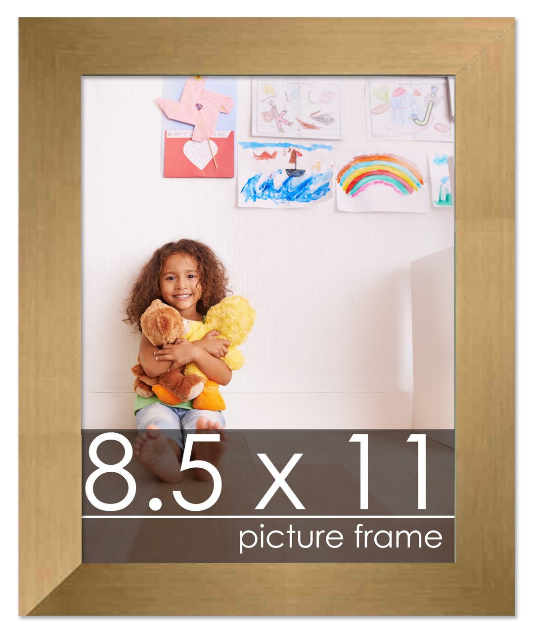 8.5x11 Solid Wood Picture Frame with UV-Resistant Acrylic & Acid-Free Backing, Available in 6 Finishes: Matte Black, Matte White, Metallic Bronze, Silver, Natural Wood Grain & Mahogany